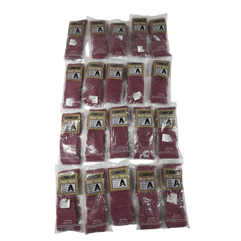 CARON Vintage Rug Yarn Lot 20 Raspberry 0119 Acrilan Latch Hook 320 Pieces